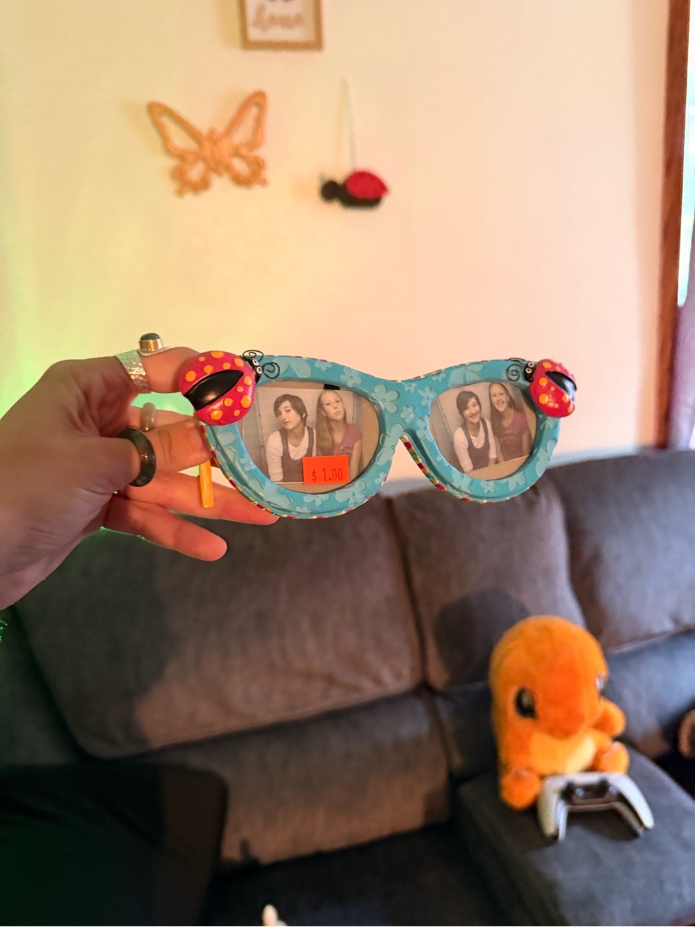 Kids Blue Ladybug Photo Frame Sunglasses